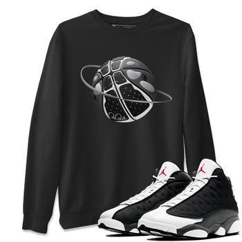Air Jordan 13 Black Flint Sneaker Match Tees Basketball Planet Sneaker Tees AJ13 Retro Black Flint Sneaker Release Tees Unisex Shirts Black 1
