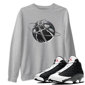 Air Jordan 13 Black Flint Sneaker Match Tees Basketball Planet Sneaker Tees AJ13 Retro Black Flint Sneaker Release Tees Unisex Shirts Heather Grey 1