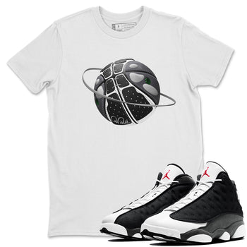 Air Jordan 13 Black Flint Sneaker Match Tees Basketball Planet Sneaker Tees AJ13 Retro Black Flint Sneaker Release Tees Unisex Shirts White 1