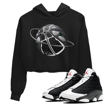 Air Jordan 13 Black Flint Sneaker Match Tees Basketball Planet Sneaker Tees AJ13 Retro Black Flint Sneaker Release Tees Women's Shirts Black 1