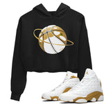 Air Jordan 13 Wheat Sneaker Match Tees Basketball Planet Sneaker Tees AJ13 Wheat Sneaker Release Tees Women's Shirts Black 1
