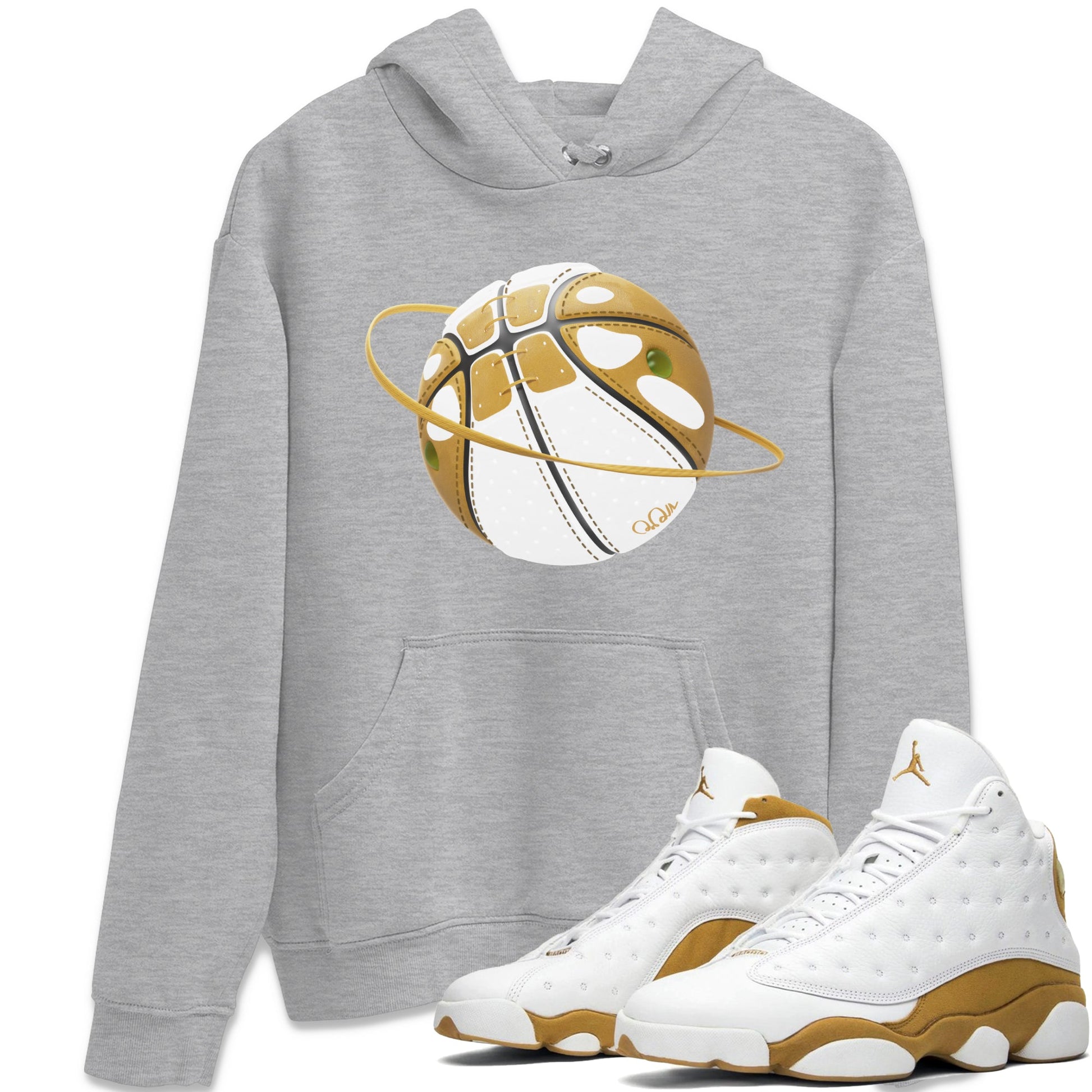 Air Jordan 13 Wheat Sneaker Match Tees Basketball Planet Sneaker Tees AJ13 Wheat Sneaker Release Tees Unisex Shirts Heather Grey 1