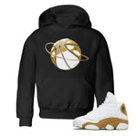 Air Jordan 13 Wheat Sneaker Match Tees Basketball Planet Sneaker Tees AJ13 Wheat Sneaker Release Tees Kids Shirts Black 1