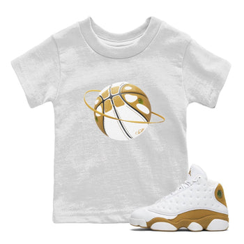 Air Jordan 13 Wheat Sneaker Match Tees Basketball Planet Sneaker Tees AJ13 Wheat Sneaker Release Tees Kids Shirts White 1