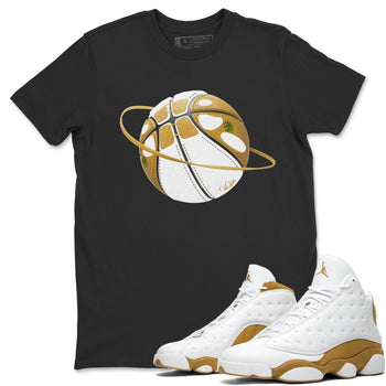 Air Jordan 13 Wheat Sneaker Match Tees Basketball Planet Sneaker Tees AJ13 Wheat Sneaker Release Tees Unisex Shirts Black 1