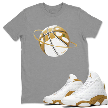 Air Jordan 13 Wheat Sneaker Match Tees Basketball Planet Sneaker Tees AJ13 Wheat Sneaker Release Tees Unisex Shirts Heather Grey 1