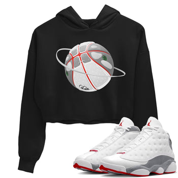 Air Jordan 13 Wolf Grey Sneaker Match Tees Basketball Planet Sneaker Tees AJ13 Wolf Grey Sneaker Release Tees Women's Shirts Black 1