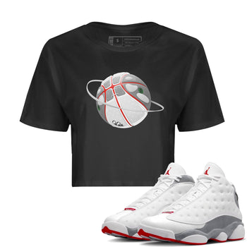 Air Jordan 13 Wolf Grey Sneaker Match Tees Basketball Planet Sneaker Tees AJ13 Wolf Grey Sneaker Release Tees Women's Shirts Black 1