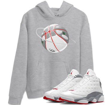 Air Jordan 13 Wolf Grey Sneaker Match Tees Basketball Planet Sneaker Tees AJ13 Wolf Grey Sneaker Release Tees Unisex Shirts Heather Grey 1