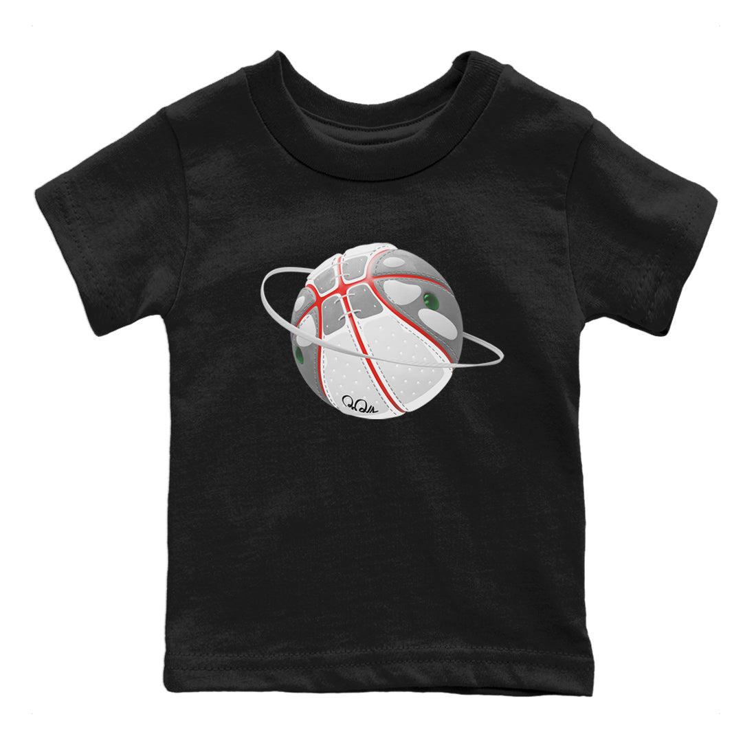Air Jordan 13 Wolf Grey Sneaker Match Tees Basketball Planet Sneaker Tees AJ13 Wolf Grey Sneaker Release Tees Kids Shirts Black 2