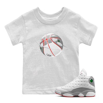 Air Jordan 13 Wolf Grey Sneaker Match Tees Basketball Planet Sneaker Tees AJ13 Wolf Grey Sneaker Release Tees Kids Shirts White 1