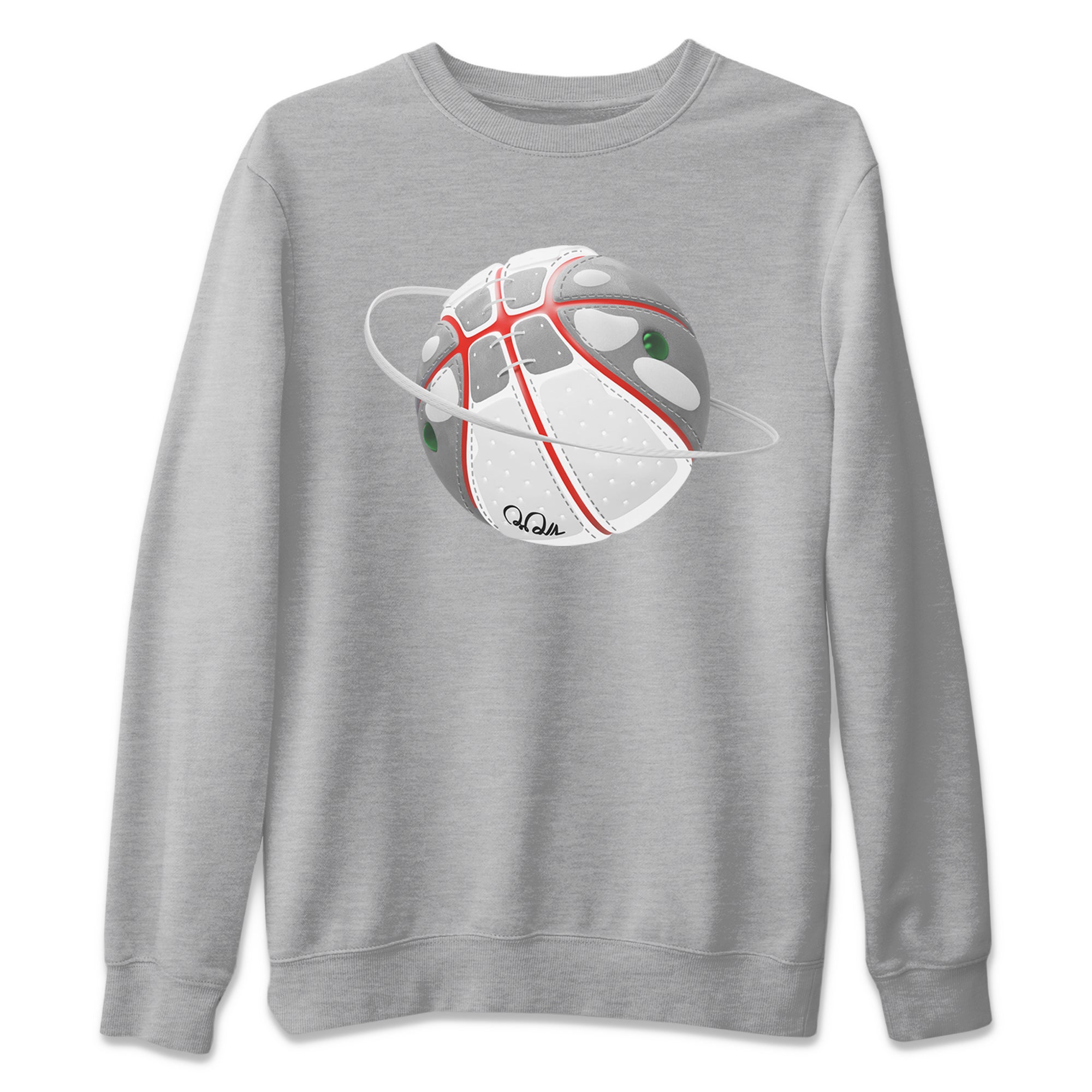 Air Jordan 13 Wolf Grey Sneaker Match Tees Basketball Planet Sneaker Tees AJ13 Wolf Grey Sneaker Release Tees Unisex Shirts Heather Grey 2