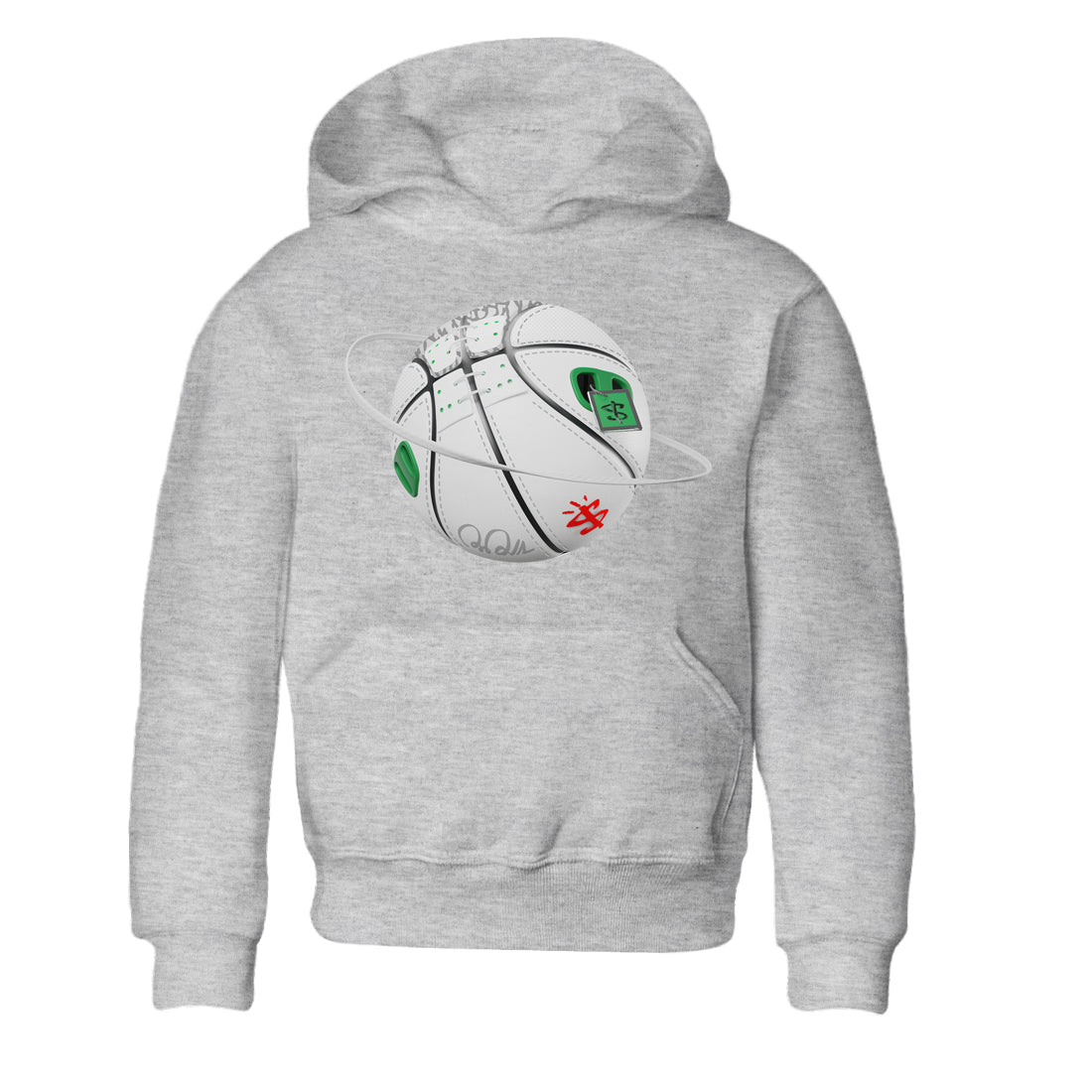 Air Jordan 3 Lucky Green Sneaker Match Tees Basketball Planet Sneaker Tees AJ3 Lucky Green Sneaker Release Tees Kids Shirts Heather Grey 2