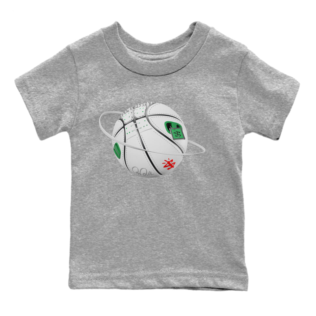 Air Jordan 3 Lucky Green Sneaker Match Tees Basketball Planet Sneaker Tees AJ3 Lucky Green Sneaker Release Tees Kids Shirts Heather Grey 2