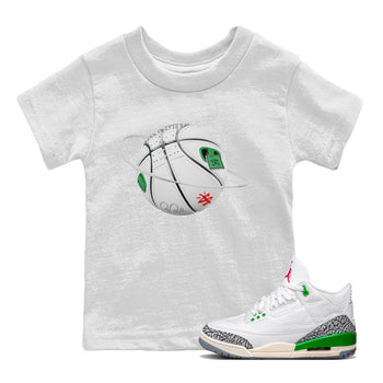 Air Jordan 3 Lucky Green Sneaker Match Tees Basketball Planet Sneaker Tees AJ3 Lucky Green Sneaker Release Tees Kids Shirts White 1