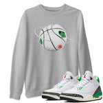 Air Jordan 3 Lucky Green Sneaker Match Tees Basketball Planet Sneaker Tees AJ3 Lucky Green Sneaker Release Tees Unisex Shirts Heather Grey 1
