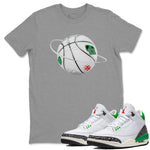 Air Jordan 3 Lucky Green Sneaker Match Tees Basketball Planet Sneaker Tees AJ3 Lucky Green Sneaker Release Tees Unisex Shirts Heather Grey 1