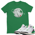 Air Jordan 3 Lucky Green Sneaker Match Tees Basketball Planet Sneaker Tees AJ3 Lucky Green Sneaker Release Tees Unisex Shirts Kelly Green 1