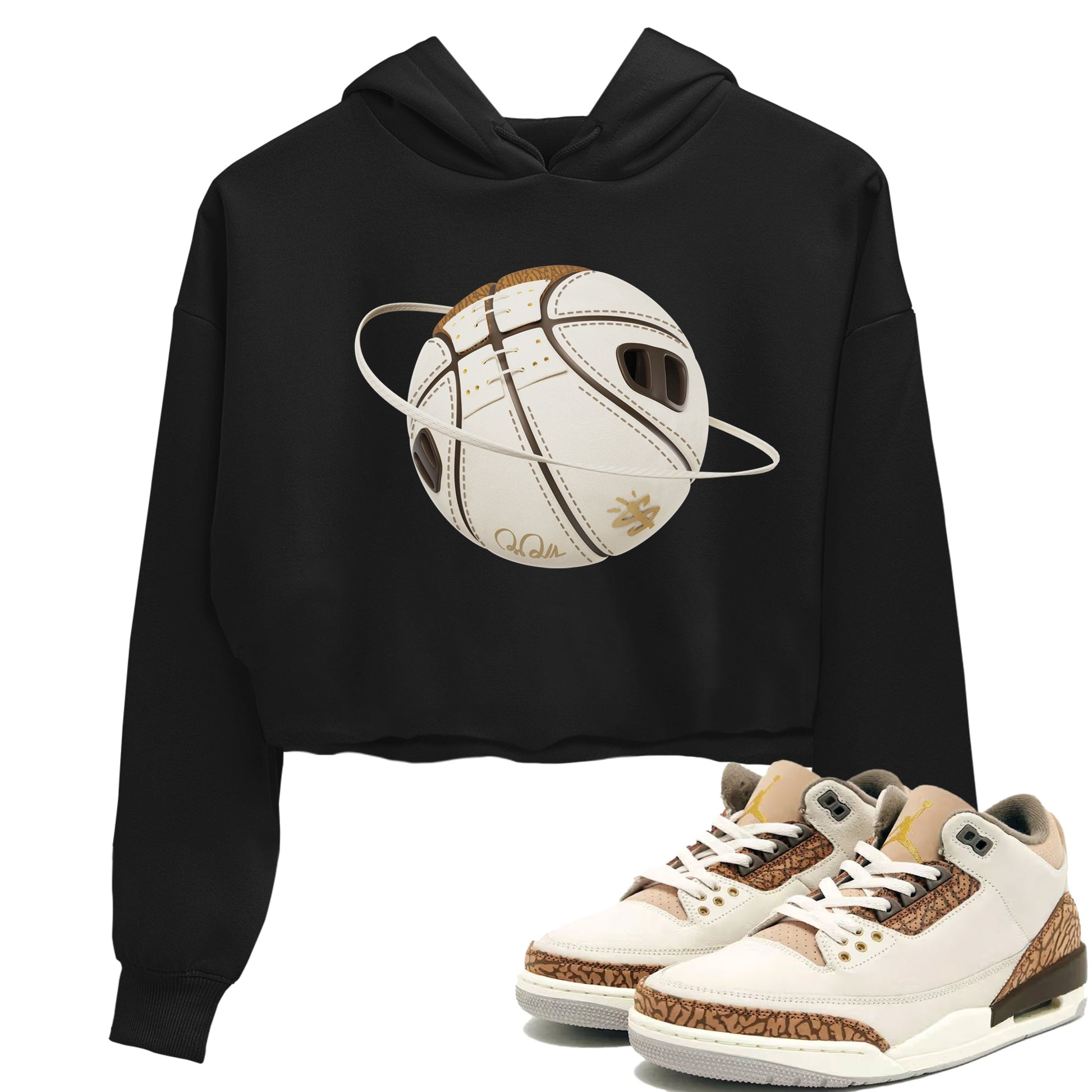 Air Jordan 3 Palomino Sneaker Match Tees Basketball Planet Sneaker Tees AJ3 Palomino Sneaker Release Tees Women's Shirts Black 1