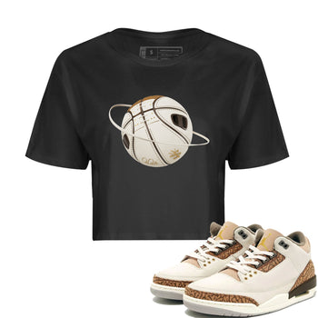 Air Jordan 3 Palomino Sneaker Match Tees Basketball Planet Sneaker Tees AJ3 Palomino Sneaker Release Tees Women's Shirts Black 1
