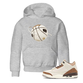 Air Jordan 3 Palomino Sneaker Match Tees Basketball Planet Sneaker Tees AJ3 Palomino Sneaker Release Tees Kids Shirts Heather Grey 1