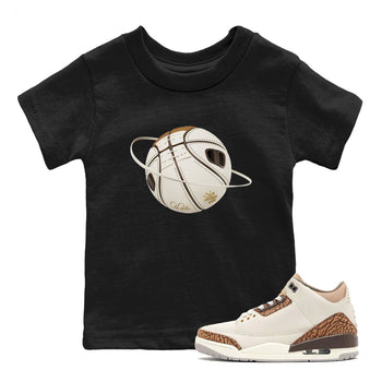 Air Jordan 3 Palomino Sneaker Match Tees Basketball Planet Sneaker Tees AJ3 Palomino Sneaker Release Tees Kids Shirts Black 1