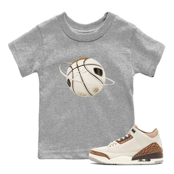 Air Jordan 3 Palomino Sneaker Match Tees Basketball Planet Sneaker Tees AJ3 Palomino Sneaker Release Tees Kids Shirts Heather Grey 1