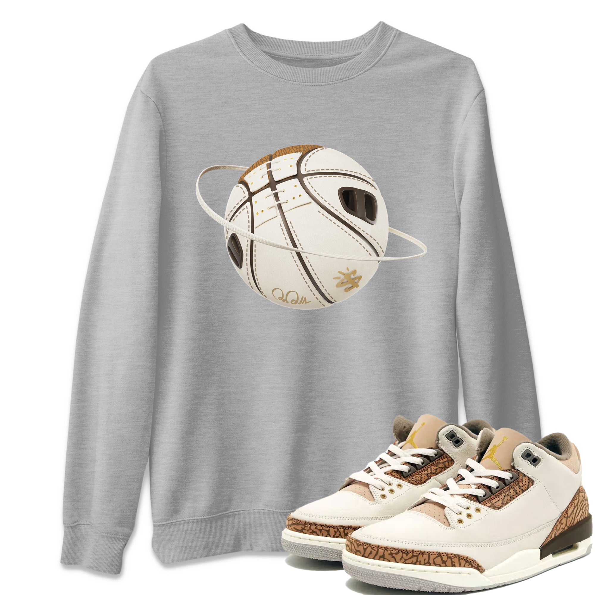 Air Jordan 3 Palomino Sneaker Match Tees Basketball Planet Sneaker Tees AJ3 Palomino Sneaker Release Tees Unisex Shirts Heather Grey 1