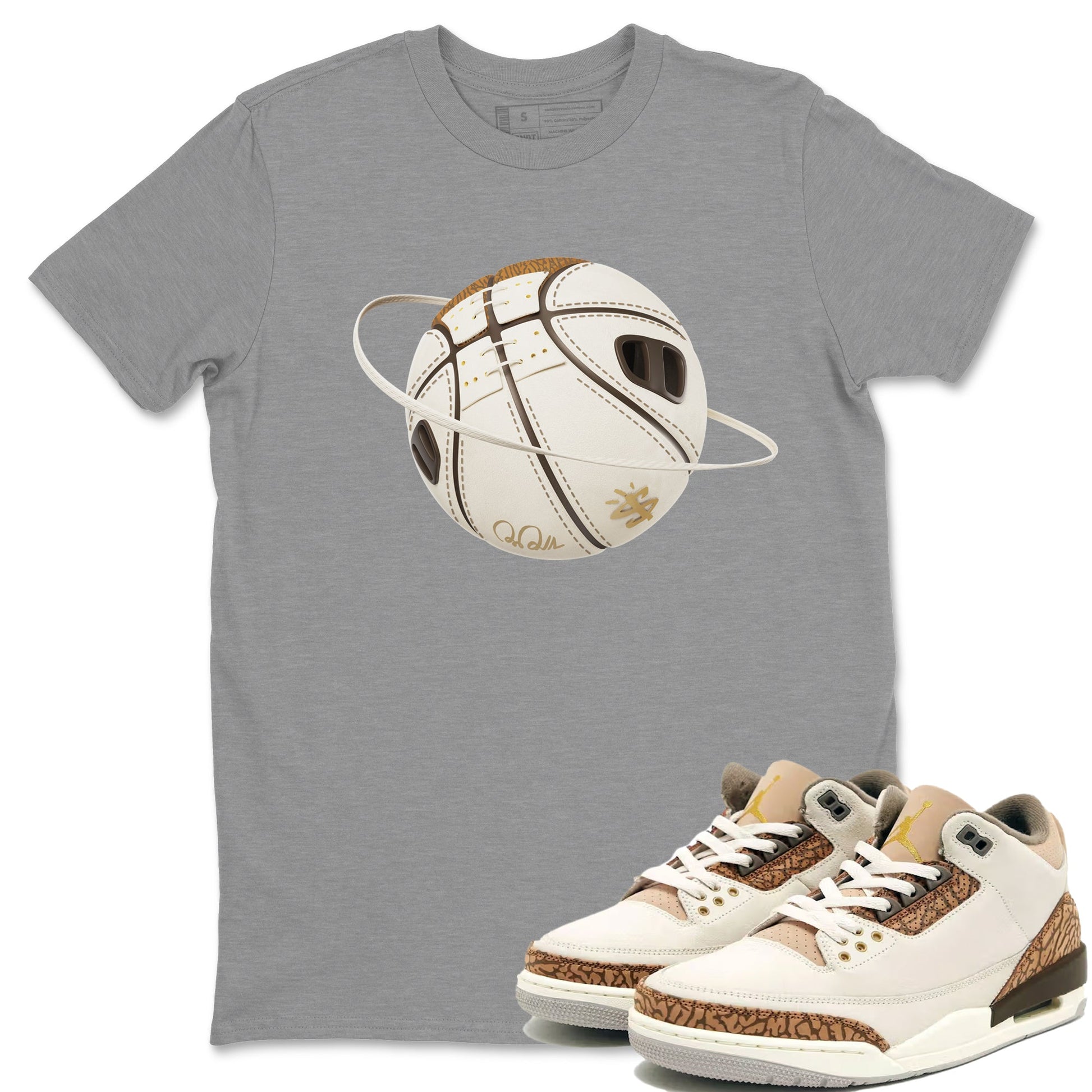 Air Jordan 3 Palomino Sneaker Match Tees Basketball Planet Sneaker Tees AJ3 Palomino Sneaker Release Tees Unisex Shirts Heather Grey 1