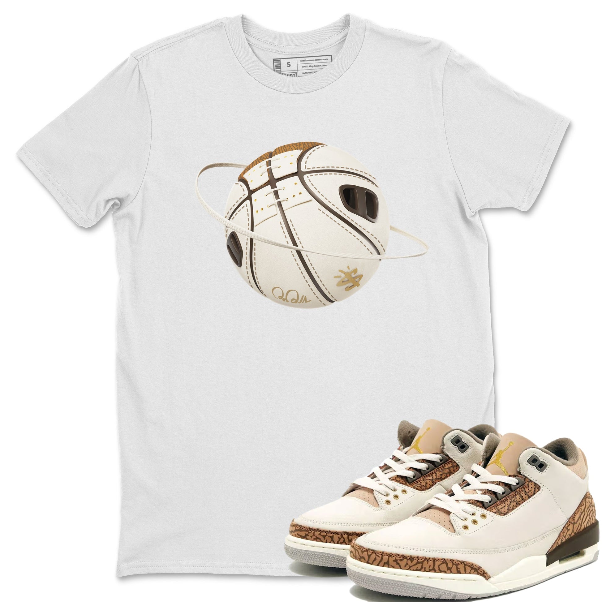 Air Jordan 3 Palomino Sneaker Match Tees Basketball Planet Sneaker Tees AJ3 Palomino Sneaker Release Tees Unisex Shirts White 1