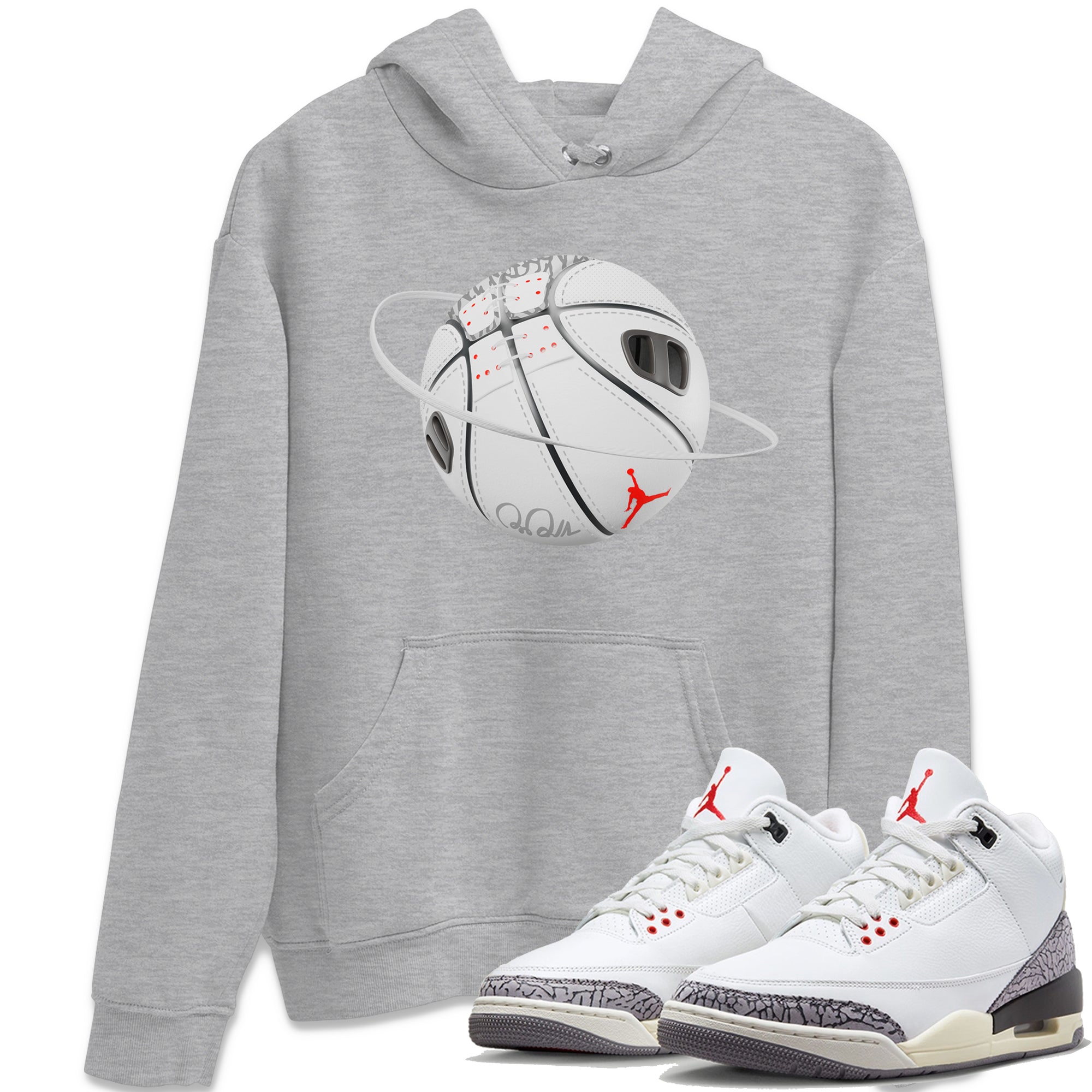 Air Jordan 3 White Cement Sneaker Match Tees Basketball Planet Sneaker Tees AJ3 White Cement Sneaker Release Tees Unisex Shirts Black 2