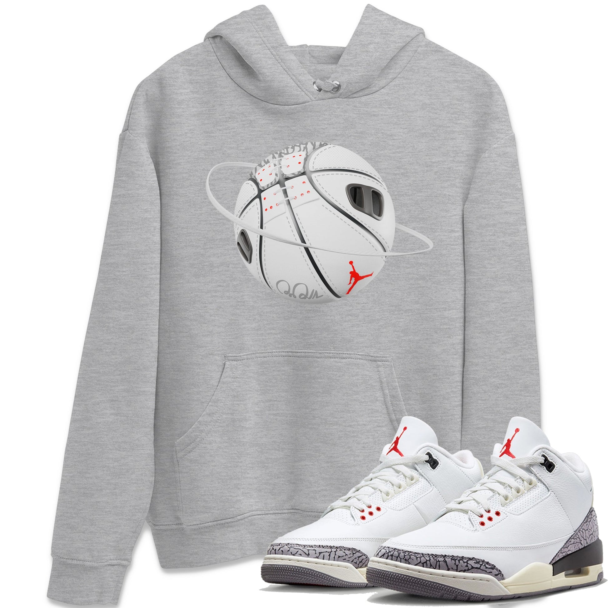 Air Jordan 3 White Cement Sneaker Match Tees Basketball Planet Sneaker Tees AJ3 White Cement Sneaker Release Tees Unisex Shirts Black 2