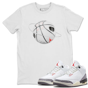 Air Jordan 3 White Cement Sneaker Match Tees Basketball Planet Sneaker Tees AJ3 White Cement Sneaker Release Tees Unisex Shirts White 1