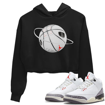 Air Jordan 3 White Cement Sneaker Match Tees Basketball Planet Sneaker Tees AJ3 White Cement Sneaker Release Tees Women's Shirts Black 1