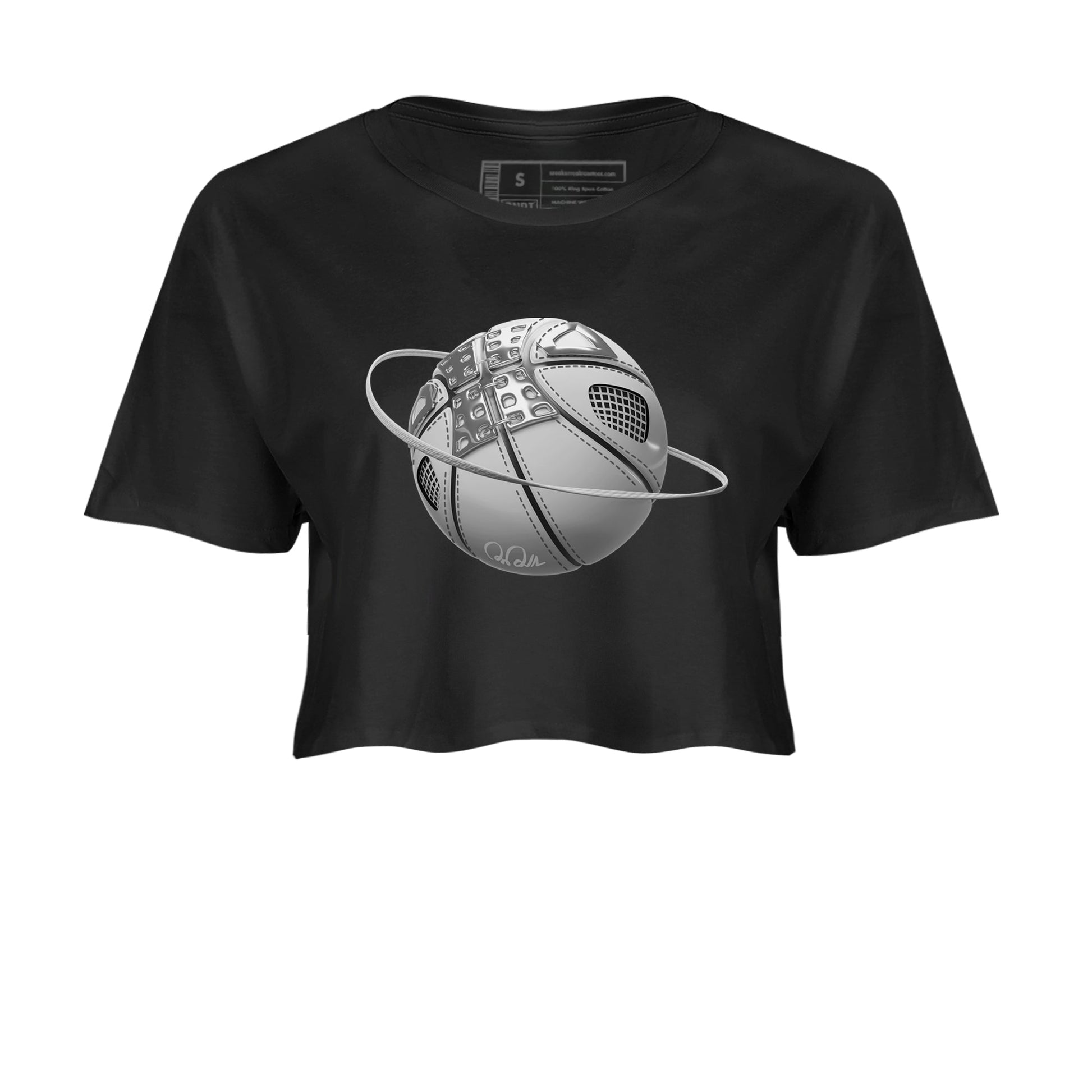 Air Jordan 4 Light Iron Ore shirt to match jordans Basketball Planet sneaker tees AJ4 Frozen Moments SNRT Sneaker Release Tees Black 2 Crop T-Shirt