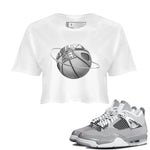 Air Jordan 4 Light Iron Ore shirt to match jordans Basketball Planet sneaker tees AJ4 Frozen Moments SNRT Sneaker Release Tees White 1 Crop T-Shirt