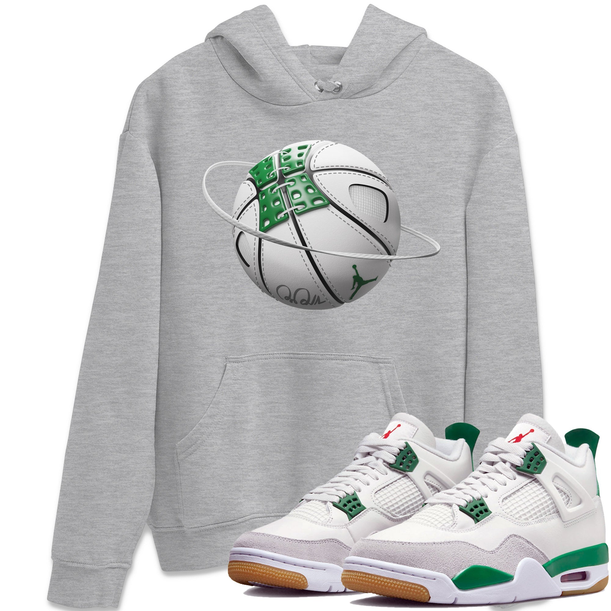 Jordan 4 Pine Green SB Sneaker Match Tees Basketball Planet Sneaker Tees AJ4 Pine Green SB Sneaker Tees Sneaker Release Shirts Unisex Shirts Heather Grey 1