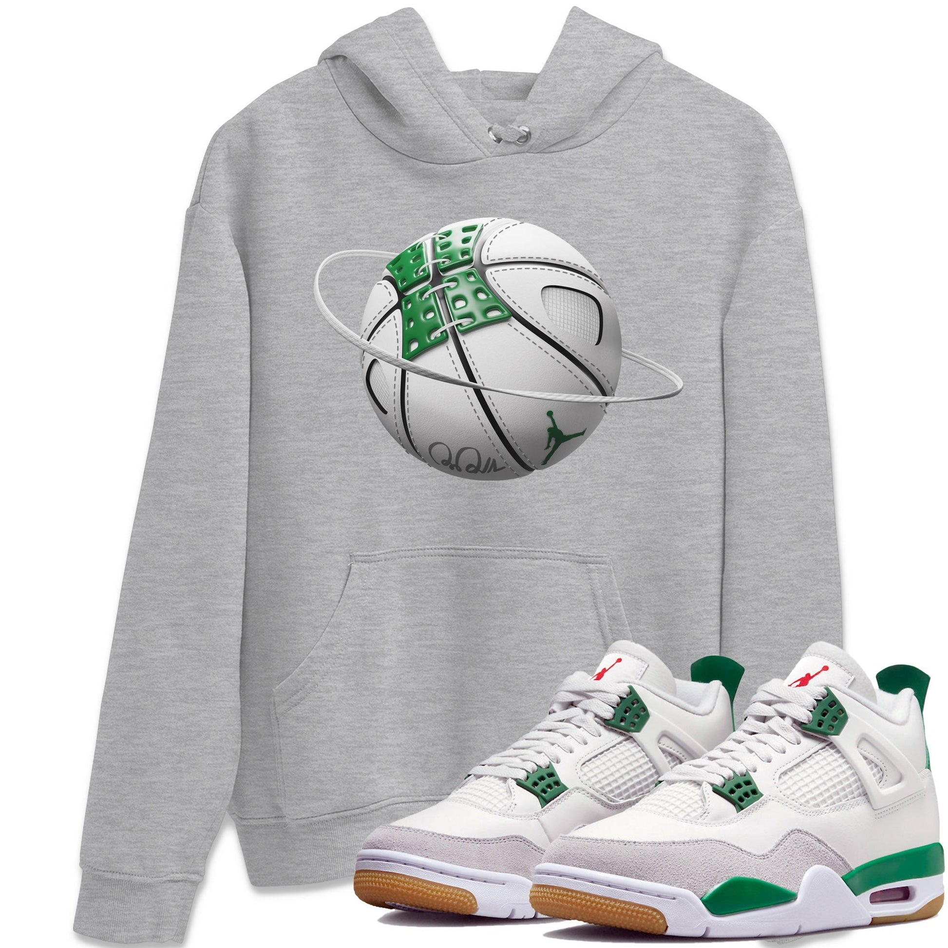 Jordan 4 Pine Green SB Sneaker Match Tees Basketball Planet Sneaker Tees AJ4 Pine Green SB Sneaker Tees Sneaker Release Shirts Unisex Shirts Heather Grey 1