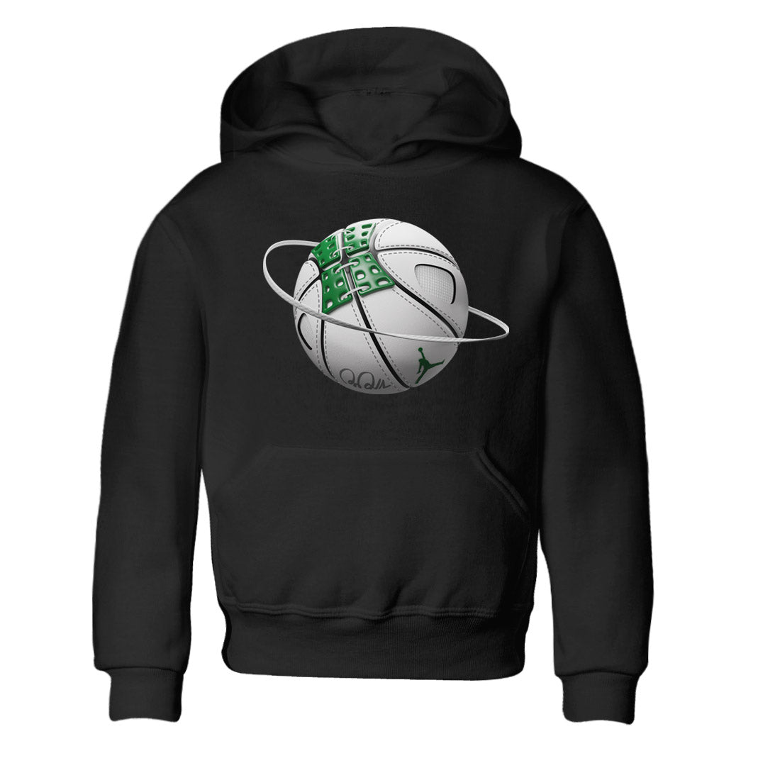 Air Jordan 4 Pine Green Sneaker Match Tees Basketball Planet Sneaker Tees AJ4 Pine Green Sneaker Release Tees Kids Shirts Black 2