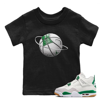 Jordan 4 Pine Green SB Sneaker Match Tees Basketball Planet Sneaker Tees AJ4 Pine Green SB Sneaker Tees Sneaker Release Shirts Kids Shirts Black 1