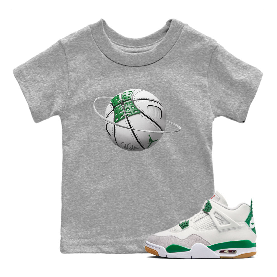 Air Jordan 4 Pine Green Basketball Planet Baby and Kids Sneaker Tees AJ4 Pine Green Kids Sneaker Tees Size Chart