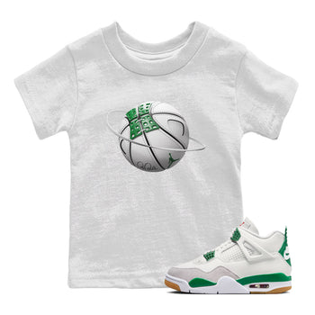 Jordan 4 Pine Green SB Sneaker Match Tees Basketball Planet Sneaker Tees AJ4 Pine Green SB Sneaker Tees Sneaker Release Shirts Kids Shirts White 1