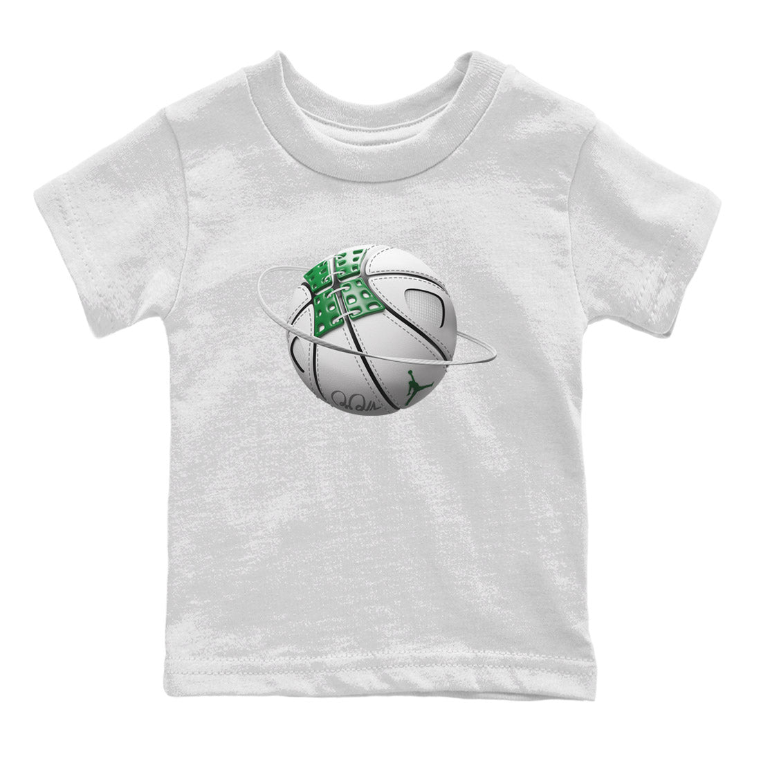 Air Jordan 4 Pine Green Sneaker Match Tees Basketball Planet Sneaker Tees AJ4 Pine Green Sneaker Release Tees Kids Shirts White 2