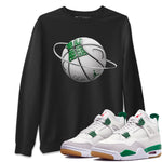 Air Jordan 4 Pine Green Sneaker Match Tees Basketball Planet Sneaker Tees AJ4 Pine Green Sneaker Release Tees Unisex Shirts Black 1