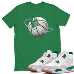 Air Jordan 4 Pine Green Basketball Planet Crew Neck Sneaker Tees AJ4 Pine Green Sneaker T-Shirts Washing and Care Tip