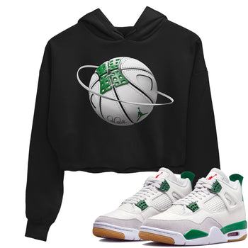 Air Jordan 4 Pine Green Sneaker Match Tees Basketball Planet Sneaker Tees AJ4 Pine Green Sneaker Release Tees Women's Shirts Black 1