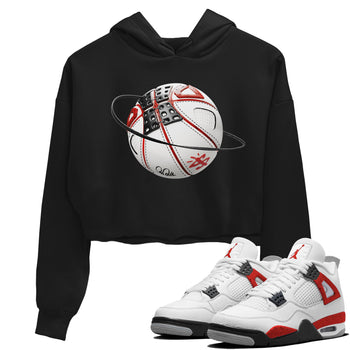 Air Jordan 4 Red Cement Sneaker Match Tees Basketball Planet Sneaker Tees AJ4 Retro OG Red Cement Sneaker Release Tees Women's Shirts Black 1