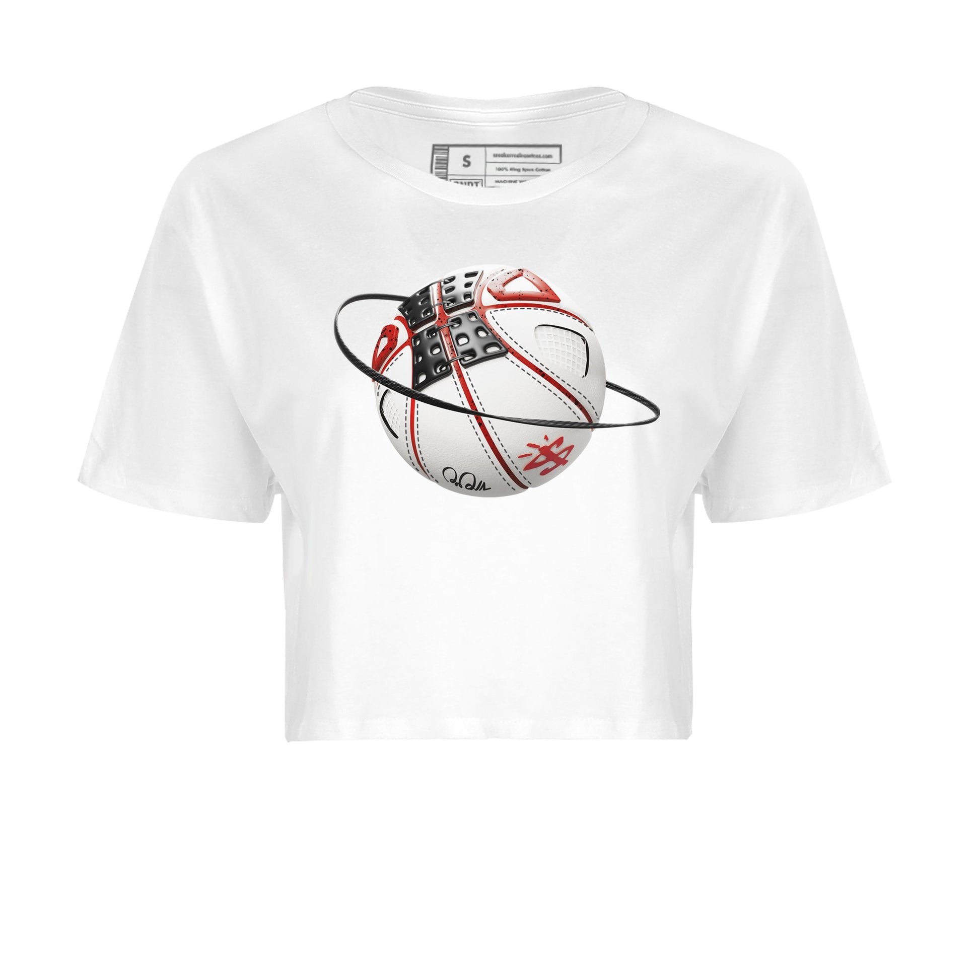 Air Jordan 4 Red Cement Sneaker Match Tees Basketball Planet Sneaker Tees AJ4 Retro OG Red Cement Sneaker Release Tees Women's Shirts White 2