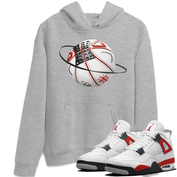 Air Jordan 4 Red Cement Sneaker Match Tees Basketball Planet Sneaker Tees AJ4 Retro OG Red Cement Sneaker Release Tees Unisex Shirts Heather Grey 1