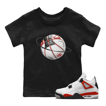 Air Jordan 4 Red Cement Sneaker Match Tees Basketball Planet Sneaker Tees AJ4 Retro OG Red Cement Sneaker Release Tees Kids Shirts Black 1